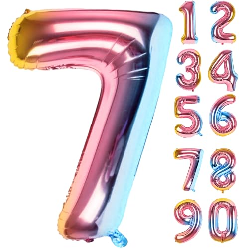 Zahlen Luftballons Geburtstag 7 Bunt, Folienballon Riesen 82cm Helium Ballons Zahl Regenbogen Farbverlauf Luftballon Geburtstagsdeko Für Mädchen Junge Kindergeburtstag Babyparty Jubiläum Party Deko Zahlen Luftballons Geburtstag 7 Bunt, Folienballon Riesen 82cm Helium Ballons Zahl Regenbogen Farbverlauf Luftballon Geburtstagsdeko Für Mädchen Junge Kindergeburtstag Babyparty Jubiläum Party Deko von LAPONO
