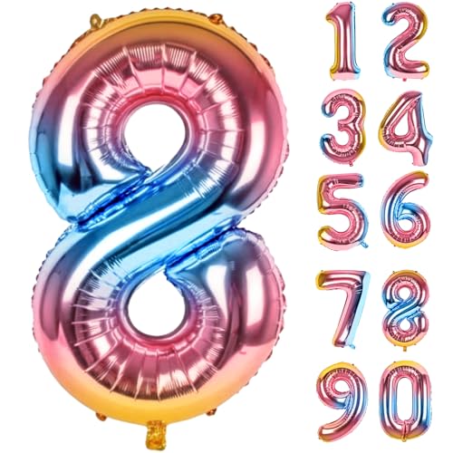 Zahlen Luftballons Geburtstag 8 Bunt, Folienballon Riesen 82cm Helium Ballons Zahl Regenbogen Farbverlauf Luftballon Geburtstagsdeko Für Mädchen Junge Kindergeburtstag Babyparty Jubiläum Party Deko Zahlen Luftballons Geburtstag 8 Bunt, Folienballon Riesen 82cm Helium Ballons Zahl Regenbogen Farbverlauf Luftballon Geburtstagsdeko Für Mädchen Junge Kindergeburtstag Babyparty Jubiläum Party Deko von LAPONO