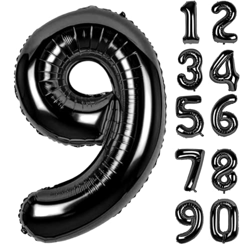 Zahlen Luftballons Geburtstag 9 Schwarz, Folienballon Riesen 82cm Helium Ballons Zahl Luftballon Zahlenluftballons Geburtstagsdeko Für Mädchen Junge Kindergeburtstag Babyparty Jubiläum Party Deko Zahlen Luftballons Geburtstag 9 Schwarz, Folienballon Riesen 82cm Helium Ballons Zahl Luftballon Zahlenluftballons Geburtstagsdeko Für Mädchen Junge Kindergeburtstag Babyparty Jubiläum Party Deko von LAPONO