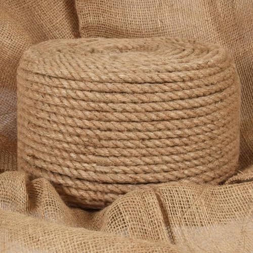 LAPOOH Juteseil 25 m Länge 12 mm Stärke, Sisalseil, Pflanzenbinder, Baumpfahl, Baumstütze, Bindfaden Garten Reißfest, Hanfseil Gewebt, Garn Dickes Seil Kordel von LAPOOH