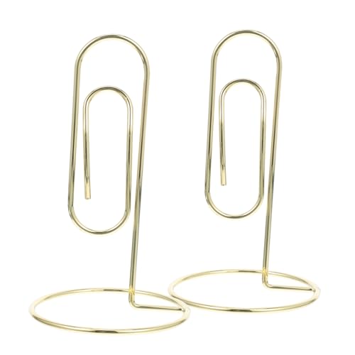 2 Stück Goldene Metallkartenhalter Desktop Memo Clips für Notizen Fotos und Visitenkarten Stabiler Standfuß für Veranstaltungen und Büroorganisation von LAPYAPPE