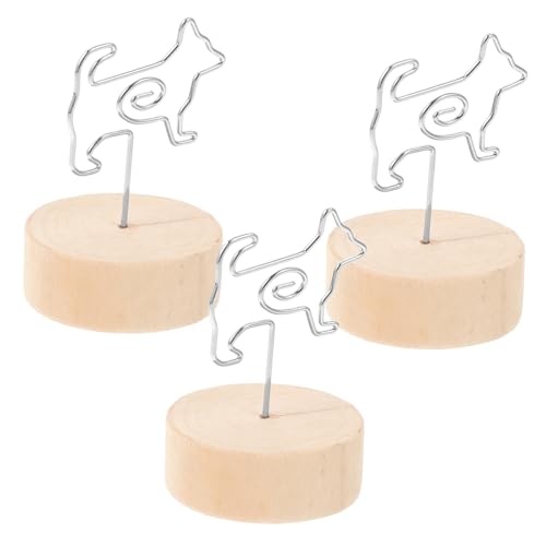 3 Stück Memo Clips mit Holzsockel Süße Foto und Kartenhalter für Schreibtisch für Hochzeiten und Leicht und Tragbar Memos und Tischnummern von LAPYAPPE