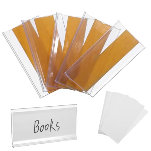 60 Stück Regalbeschriftungen aus Selbstklebende Etikettenhalter für Bücherregale und Supermärkte Weiße Kartons von LAPYAPPE