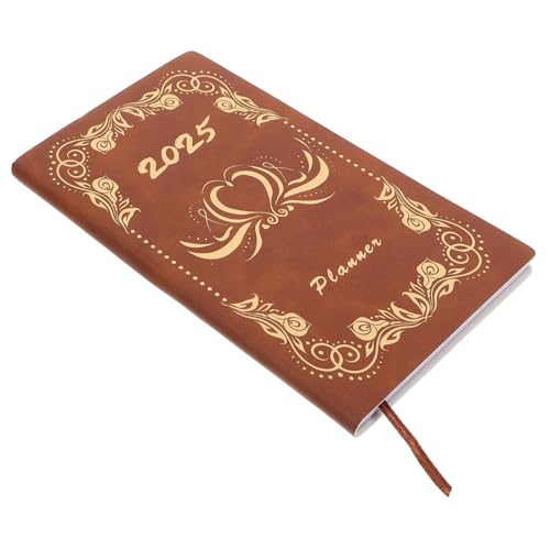 LAPYAPPE 1 Agenda-Buch kalender zeitmanagement Handliches Planer Notizbuch Reiseplaner Notizbuch Notizplaner Wochenplaner 2025 Tag Studenten Agenda Notizblock Notizbücher Kunstleder Brown von LAPYAPPE