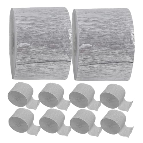 LAPYAPPE 10 Rollen Silber Krepppapier Festliche Partydekorationen für Hochzeit Geburtstag und Feiertage Flexibel Langlebig Einfach Aufzuhängen Streamer Paper von LAPYAPPE