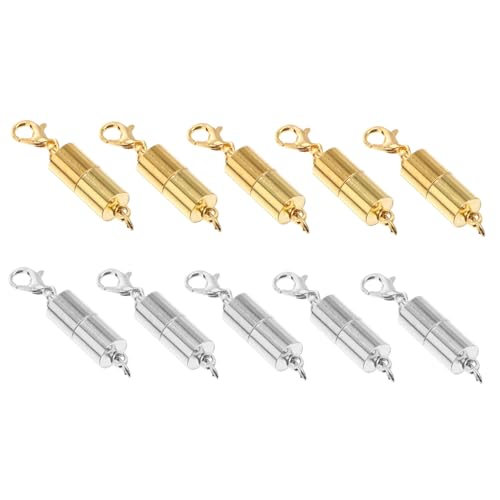 LAPYAPPE 10 Stück Teiliges Magnetische Schmuckverlängerungen aus Glänzendem Leichte Langlebige Kettenverbinder für Halsketten Armbänder DIY Schmuckherstellung in Gold und Silber von LAPYAPPE