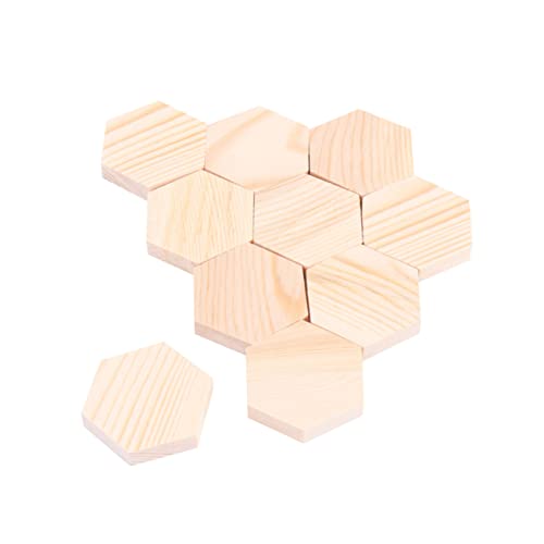 LAPYAPPE 10 Stück Teiliges Sechseckige Holzplatten aus Hochwertigem Kiefernholz Naturbelassene DIY Holzklötzchen für Basteln Malen Schreiben und Kreative Handwerksprojekte von LAPYAPPE