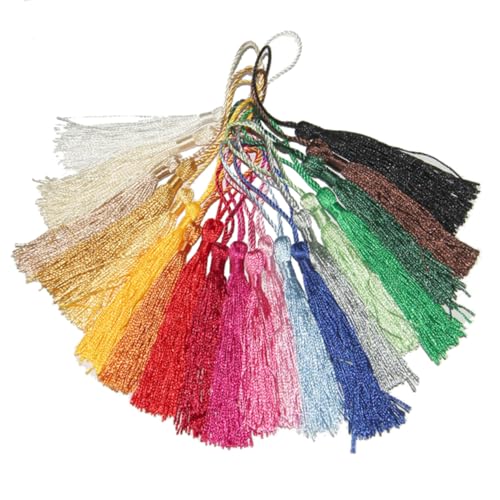 LAPYAPPE 100 Stück Chinesische Knoten Quasten Anhänger Bunte DIY Schmuck Basteln Schlüsselanhänger Lesezeichen Vorhang Dekoration Fransen Handgefertigt Zufällige Farbe Zufällige Farbe von LAPYAPPE