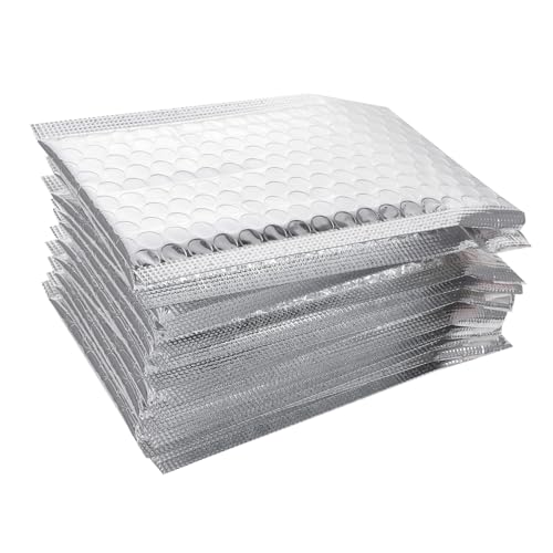 LAPYAPPE 100 Stück Silberfarbene Aluminiumfolie Luftpolster Versandtaschen Selbstklebend Gepolstert Für Versand Umzug Schutz Empfindlicher Gegenstände LAPYAPPE 100 Stück Silberfarbene Aluminiumfolie Luftpolster Versandtaschen Selbstklebend Gepolstert Für Versand Umzug Schutz Empfindlicher Gegenstände von LAPYAPPE