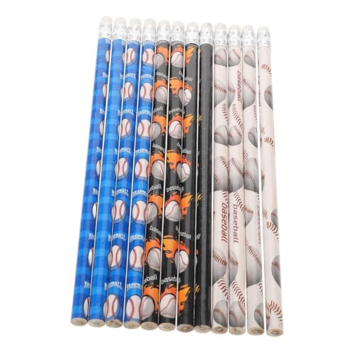LAPYAPPE 12 Stück Teiliges Baseball-motiv Bleistiftset mit Radiergummi Multifunktionale Schreib Zeichenbleistifte für Schule Büro Skizzieren Komfortabel und Praktisch für Schüler und von LAPYAPPE