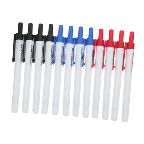 LAPYAPPE 12 Stück Teiliges Whiteboard Marker Abwischbar Praktische Trockenmarker für Schule Büro und Zuhause Langlebige Marker Stifte in Rot Blau und Schwarz für Klare Bunte Notizen und von LAPYAPPE
