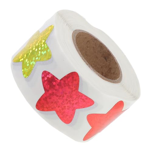 LAPYAPPE 1Rolle Holografische Sternaufkleber Selbstklebende Belohnungssticker Für Motivationsaufkleber Verschiedenen Für Schule Und Kindergarten von LAPYAPPE
