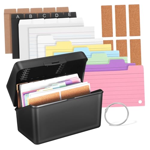 LAPYAPPE 1Satz Karteikarten Organizer Set mit Bunten Flash Karten Notizblättern und Metallringen Praktische Aufbewahrung für Büro Studium und Zuhause Kartenhalter von LAPYAPPE