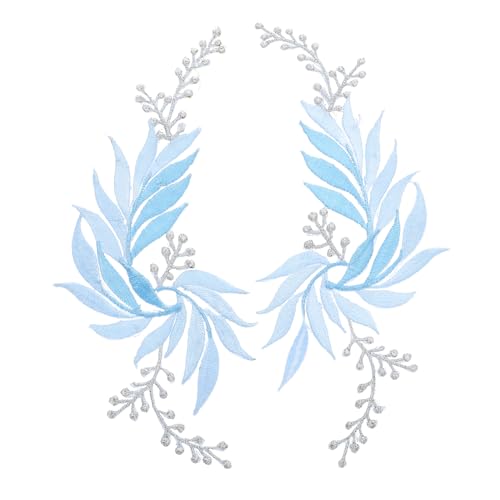 LAPYAPPE 2 Stück Bestickte Aufnäher Blattmuster zum Aufbügeln Leaf Embroidery Applique für Kleidung DIY Bügelflicken für Jacken Kleider Rucksäcke Leichte und Einfache Handhabung von LAPYAPPE