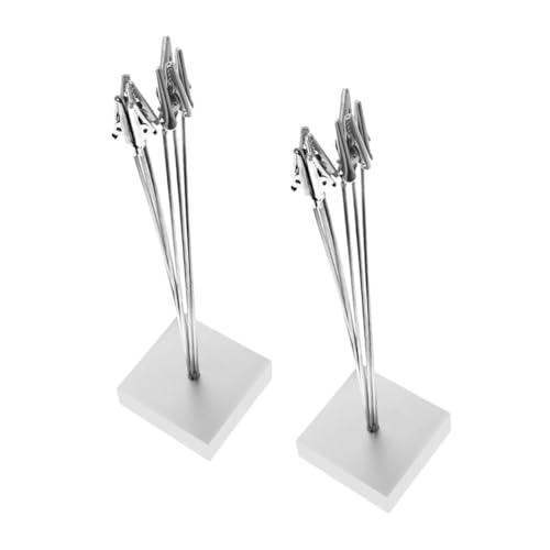 LAPYAPPE 2 Stück Fotoordner büromaterial fotozubehör Tischnummernclip Tischnummernständer Foto-Clip Karte Draht Inhaber Hochzeit Tischnummer steht Bildhalter für Tafelaufsätze Metall Silver von LAPYAPPE