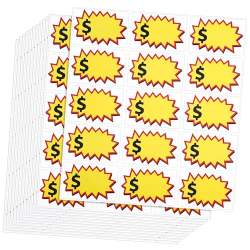 LAPYAPPE 20 Blatt Schild Zahlenetiketten Aufkleber Klein Groß Garage Weiß Organisation Im Freien Clip- Flohmarktschilder Flohmarkt -tags Yellow Kupferplattenaufkleber von LAPYAPPE