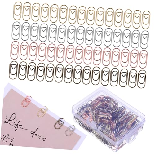 LAPYAPPE 200 Stück Herz Büroklammern aus Metall Kleine Dekorative Paper Clips in Gold Silber Gunmetal und Roségold Langlebig und Vielseitig für Büro Schule und Bastelprojekte von LAPYAPPE