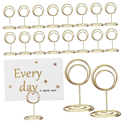 LAPYAPPE 20Stücke Tischnummer Halter Goldene Platzkartenhalter für Hochzeiten Restaurant Stabiler Fotohalter mit Spiralbasis für Menüs und Namensschilder von LAPYAPPE
