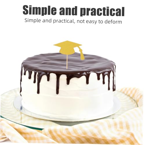 LAPYAPPE 24 Stück Teiliges Graduation Cake Topper Goldfarbene Abschlusskappen Tortendeko Einfach Einzufügende Kuchenstecker für Schulabschlussfeiern Einzigartige Partydekoration für von LAPYAPPE
