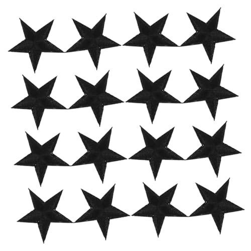 LAPYAPPE 24 Stück Teiliges Schwarze Stern Aufbügel patches aus Polyesterstoff Langlebige Bestickte Applikationen für Schuhe Hüte Kleidung Einfache und Sichere Anbringung durch Bügeln für von LAPYAPPE