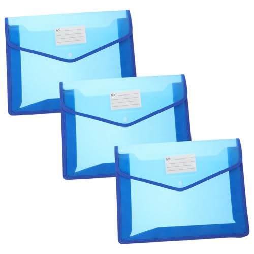 LAPYAPPE 3 Stück Wasserfeste Dokumententaschen mit Druckknopf Dicke Transparente Dateiordner für Büro und Schule Hoher Fassungsvermögen Aktenhalter Praktische Sortiermappen für Unterlagen von LAPYAPPE