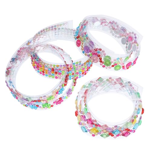 LAPYAPPE 4 Rollen Selbstklebendes Strassband DIY Dekoratives Bling Glitzerstein Klebeband für Basteln Schmucksteine Aufkleber mit Acryl Diamant Glanz für Geschenkverpackung und Handwerk von LAPYAPPE
