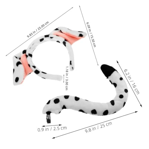 LAPYAPPE 4 Stück Dalmatiner Kostüm Set mit Weichem Sicherem Ohr stirnband und Verstellbar für Erwachsene für Halloween Cosplay Geburtstag und Tier mottopartys von LAPYAPPE