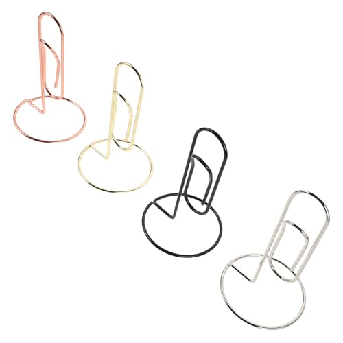 LAPYAPPE 4 Stück Teiliges Metall Visitenkartenhalter und Memo Clip Handlich und Leicht Robustes Design in Roségold und Schwarz Vielseitig für Büro Schreibtisch und Event tabellen Sichere von LAPYAPPE