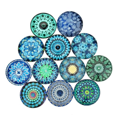 LAPYAPPE 40 Stück Teiliges Glas Cabochons mit Buntem Blumenmuster Glatte Oberfläche Vielseitig für DIY Schmuckanhänger Armbänder Ringe und Ohrringe zum Basteln und Verschenken von LAPYAPPE