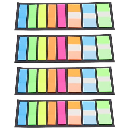 LAPYAPPE 4Taschen Fluoreszierende Sticky Index Tabs Transparente Pet Lesezeichen und Seitenmarker für Notizen Bürozubehör und Schule Praktische Selbstklebende Markierungsstreifen von LAPYAPPE