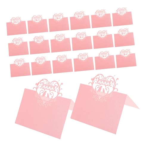 LAPYAPPE 50 Stück Hochzeit Tischkarten Herz Lovebird Design Hochzeitsdeko Platzkarten aus Stabilem Karton Leichte Faltbare Namenskarten für Empfang Bankett Festliche Anlässe von LAPYAPPE