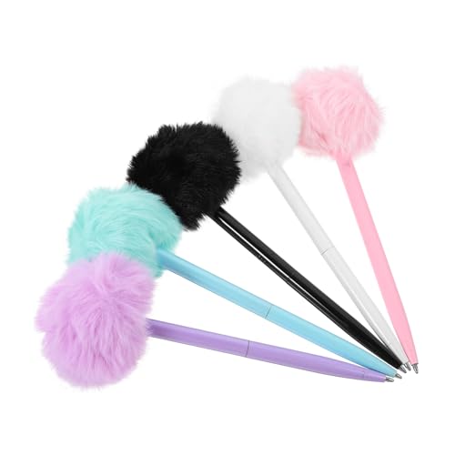 LAPYAPPE 5Stücke Flauschige Kugelschreiber Mit Plüschball Niedliche Kawaii Schreibgeräte Für Schule Und Büro von LAPYAPPE