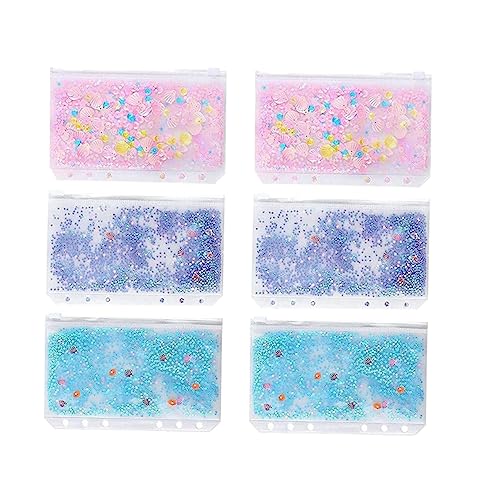 LAPYAPPE 6 Stück Notizbuch mit Glitzer Reißverschluss Binder Taschen Dekorative Aufbewahrung für Karten Dokumente und für Schüler Lehrer und von LAPYAPPE