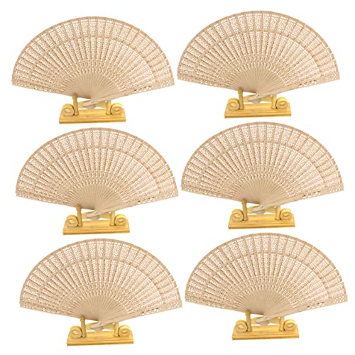 LAPYAPPE 6 Stück Vintage Holz Handfächer Gefaltete Hölzerne Fächer mit Durchbrochenem Design für Hochzeiten und Tanzveranstaltungen Beige LAPYAPPE 6 Stück Vintage Holz Handfächer Gefaltete Hölzerne Fächer mit Durchbrochenem Design für Hochzeiten und Tanzveranstaltungen Beige von LAPYAPPE