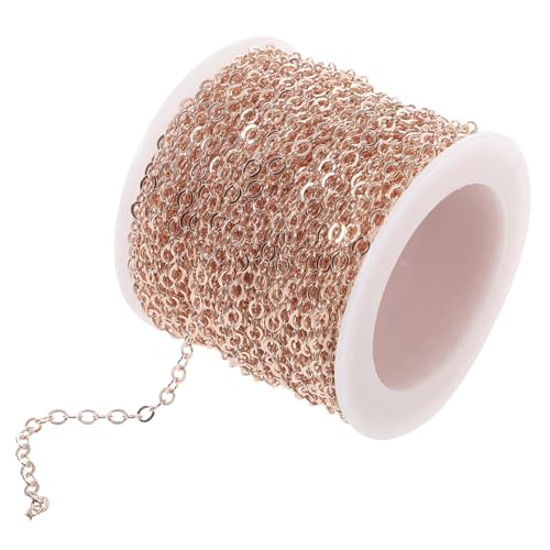 LAPYAPPE Kupferkette DIY Schmuckkette Flach Langlebig Roségoldfarbene Gliederkette für Armbänder Taschen Kleidung Basteln Zubehör von LAPYAPPE