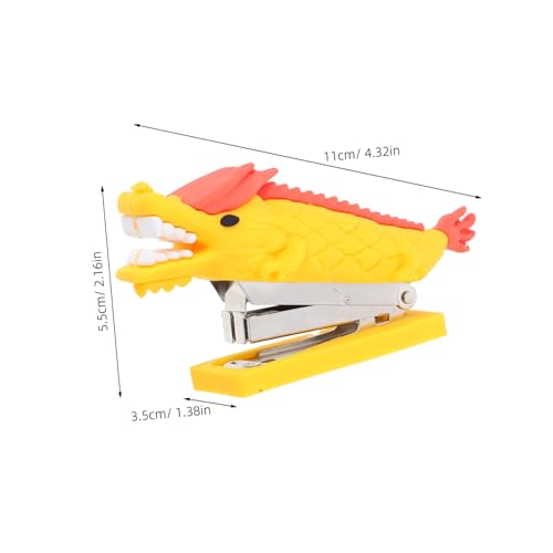 LAPYAPPE Mini Drachen Heftgerät Gelb Tragbar und Leicht Büro Heftklammern Stylischer Schreibtisch Organizer für Schüler und Home Office Zubehör von LAPYAPPE