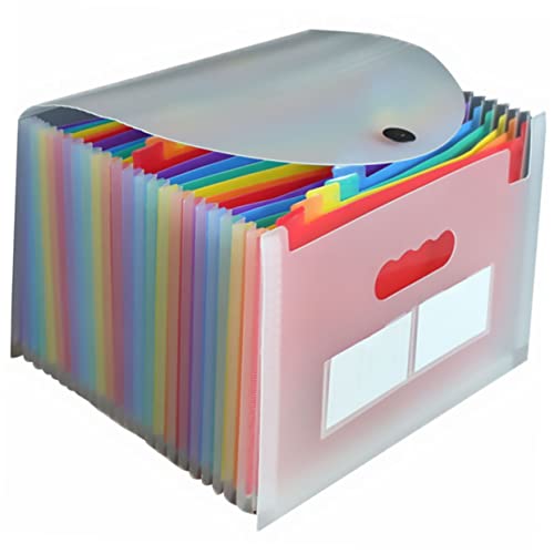 LAPYAPPE Ordnungsmappe mit Transparenten Fächern Mehrschichtige Regenbogen Fächermappe mit Elastischem Knopfverschluss Erweiterbarer Büro und Schulordner für Dokumentenaufbewahrung von LAPYAPPE