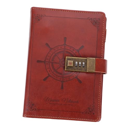 LAPYAPPE Retro PU Notizbuch mit Zahlenschloss Passwort Gesichertes Tagebuch Vintage Stil Notizblock für Schule Büro und Zuhause Geeignet als Persönliches Journal und Planer Braunes Notepad von LAPYAPPE