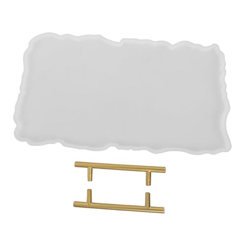 LAPYAPPE Silikonform für Epoxidharz Tray mit Metallgriffen Strapazierfähige Diy Gießform für Dekorative Unregelmäßige Tabletts Einfache Entformung Detailliertes Design für Wohnaccessoires von LAPYAPPE