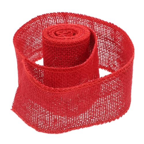 LAPYAPPE Weihnachtsdekorationsstoffrolle Farbige Bänder Sackleinenband Rotes Weihnachtsband Rote Jute Rustikales Juteband Weihnachtsverpackungsband von LAPYAPPE