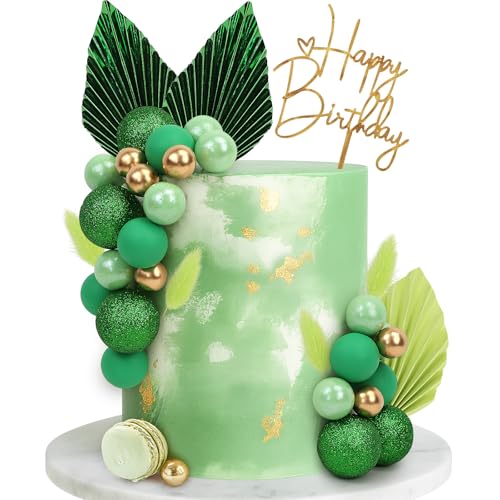 24 Stück grüne Kugeln, Kuchendekoration, Palmblätter, Geburtstagskuchendekorationen, Schaumstoff, DIY, Blattkucheneinsatz, Boho, grüner Glitzer, Mini-Ballon, Cupcake-Einsatz für Jungen, Mann 24 Stück grüne Kugeln, Kuchendekoration, Palmblätter, Geburtstagskuchendekorationen, Schaumstoff, DIY, Blattkucheneinsatz, Boho, grüner Glitzer, Mini-Ballon, Cupcake-Einsatz für Jungen, Mann von LARDUX
