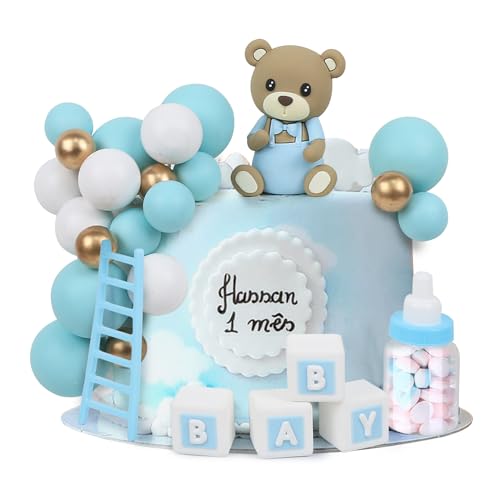 LARDUX 24 Stück Baby Dusche Kuchen Dekorationen, Teddybär Kuchen Dekoration DIY Kuchen Kugeln Dekoration für Baby Junge Mädchen Geburtstag Party Bär Baby Dusche Kuchen Dekor - Blau LARDUX 24 Stück Baby Dusche Kuchen Dekorationen, Teddybär Kuchen Dekoration DIY Kuchen Kugeln Dekoration für Baby Junge Mädchen Geburtstag Party Bär Baby Dusche Kuchen Dekor - Blau von LARDUX