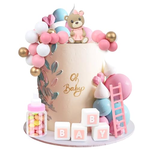 LARDUX 24 Stück Baby Dusche Kuchen Dekorationen, Teddybär Kuchen Dekoration DIY Kuchen Kugeln Dekoration für Baby Junge Mädchen Geburtstag Party Bär Baby Dusche Kuchen Dekor - Rosa LARDUX 24 Stück Baby Dusche Kuchen Dekorationen, Teddybär Kuchen Dekoration DIY Kuchen Kugeln Dekoration für Baby Junge Mädchen Geburtstag Party Bär Baby Dusche Kuchen Dekor - Rosa von LARDUX