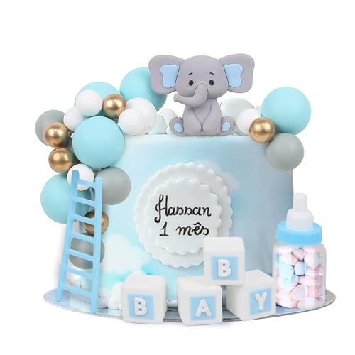 LARDUX 24 Stück Tortendeko Elefant Babyparty Kuchen Deko, Elefant Cake Topper DIY Kugeln Tortendeko für Baby Junge Mädchen Geburtstag Party Elefant Baby Dusche Kuchen Dekor - Blau LARDUX 24 Stück Tortendeko Elefant Babyparty Kuchen Deko, Elefant Cake Topper DIY Kugeln Tortendeko für Baby Junge Mädchen Geburtstag Party Elefant Baby Dusche Kuchen Dekor - Blau von LARDUX