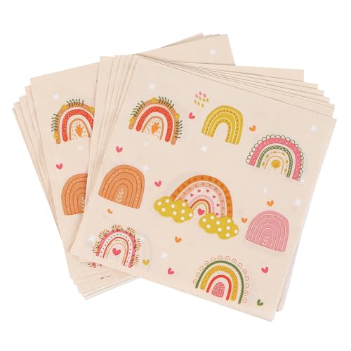 LARDUX 40 Stück Servietten Regenbogen-Servietten pastell 33x33 cm Boho Unicorn Einhorn Motiv Papierservietten für Mädchen junge Kindergeburtstage Geburtstag Kinderpartys Baby-Taufe Feiern Deko von LARDUX