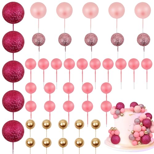 LARDUX 45 Stück Kugel-Kuchenaufsätze, DIY Kuchendekorationen, Mini-Luftballons für Geburtstagsparty, Babyparty, Hochzeit, Rosa und Gold Glitzer LARDUX 45 Stück Kugel-Kuchenaufsätze, DIY Kuchendekorationen, Mini-Luftballons für Geburtstagsparty, Babyparty, Hochzeit, Rosa und Gold Glitzer von LARDUX