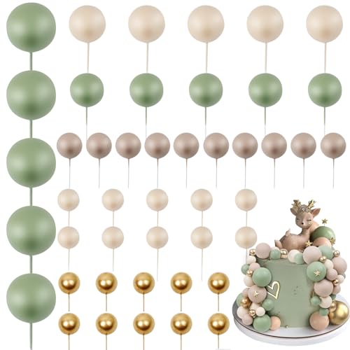 LARDUX 45 Stück Kugel-Kuchenaufsätze – Back-Kuchendekorationen DIY Mini-Ballon-Cupcake-Einsatz für Geburtstagsparty, Babyparty, Hochzeit – Grünbraun LARDUX 45 Stück Kugel-Kuchenaufsätze – Back-Kuchendekorationen DIY Mini-Ballon-Cupcake-Einsatz für Geburtstagsparty, Babyparty, Hochzeit – Grünbraun von LARDUX