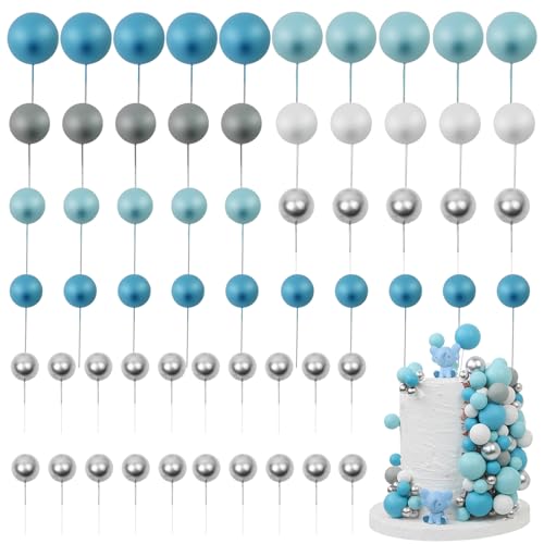 LARDUX 60 PCS Tortendeko Kugel - Backen Kuchen Dekorationen DIY Mini Ballon Cupcake Einsatz für Kinder Junge Geburtstag Party Baby Dusche Hochzeit - Blau von LARDUX
