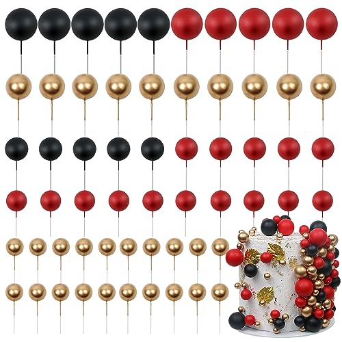 LARDUX 60 PCS Tortendeko Kugel - Backen Kuchen Dekorationen DIY Mini Ballon Cupcake Einsatz für Weihnachten Geburtstag Party Baby Dusche Hochzeit - Rot Schwarz Gold LARDUX 60 PCS Tortendeko Kugel - Backen Kuchen Dekorationen DIY Mini Ballon Cupcake Einsatz für Weihnachten Geburtstag Party Baby Dusche Hochzeit - Rot Schwarz Gold von LARDUX