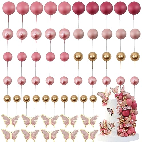 LARDUX 60 PCS Tortendeko Kugel - Schmetterling Kuchen Dekorationen DIY Mini Ballon Cupcake Einsatz für Geburtstag Party Baby Dusche Hochzeit Mädchen - Rosa,Pink LARDUX 60 PCS Tortendeko Kugel - Schmetterling Kuchen Dekorationen DIY Mini Ballon Cupcake Einsatz für Geburtstag Party Baby Dusche Hochzeit Mädchen - Rosa,Pink von LARDUX
